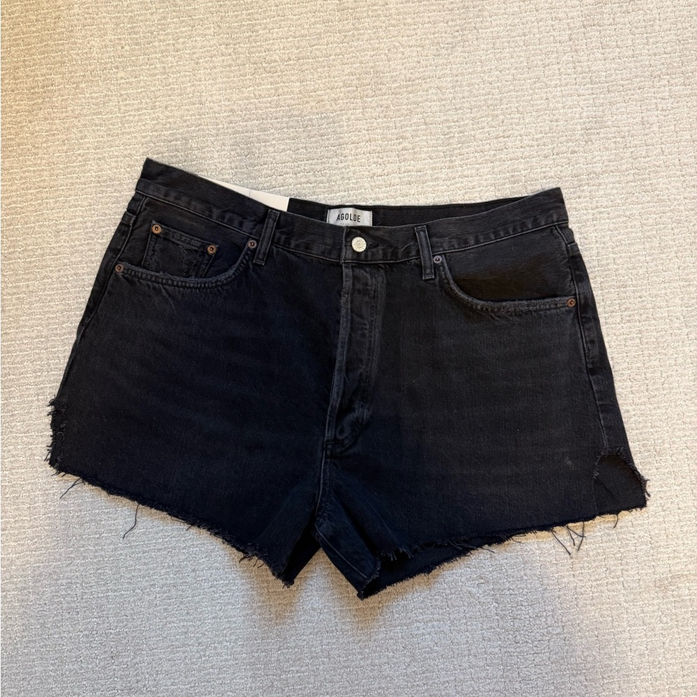 AGOLDE Dee Short Vintage High Rise Black Denim Shorts